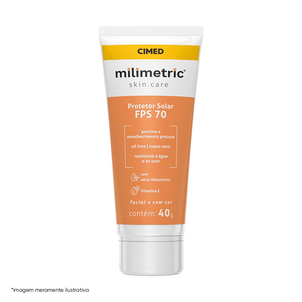 Milimetric Skincare Protetor Solar Facial FPS 70 Sem Cor 40g